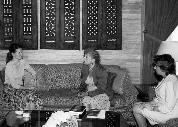 Damasco, 2005. Con Asma al Assad e Myriam Antaki.