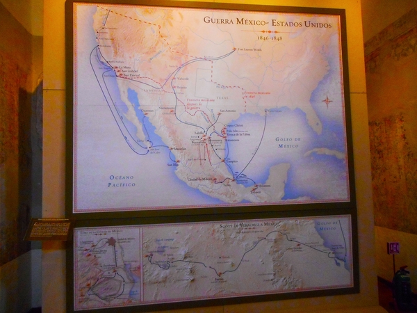 Mappa della guerra di invasione statunitense del 1846-48 nel museo di Churubusco